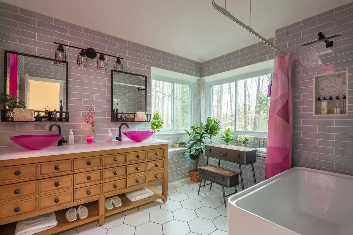 Bathroom renovation after water damage restoration in Badger